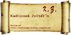 Kadlicsek Zoltán névjegykártya